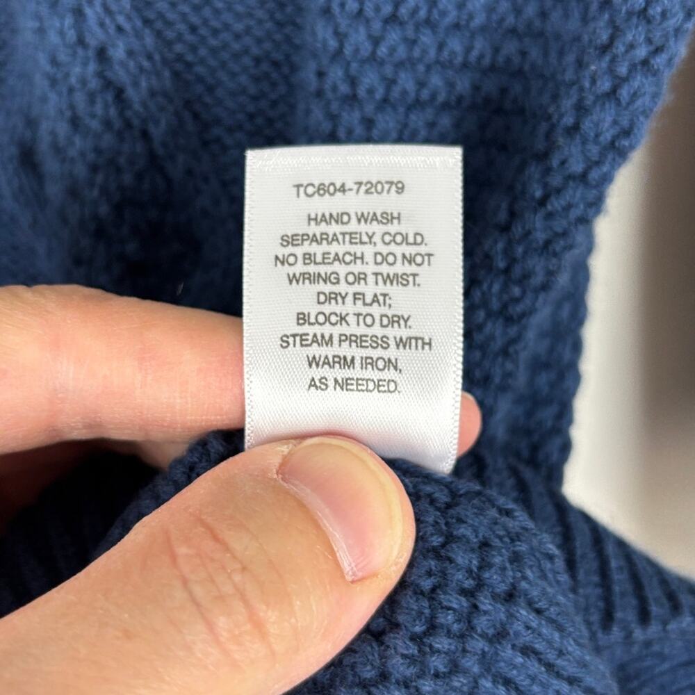 Pendleton Cable Knit Sweater Medium Navy Blue Cot… - image 7